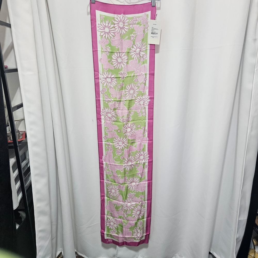Lilly Pulitzer Ford Komen Silk Scarf Pink Green Floral Butterfly 90134 NEW
